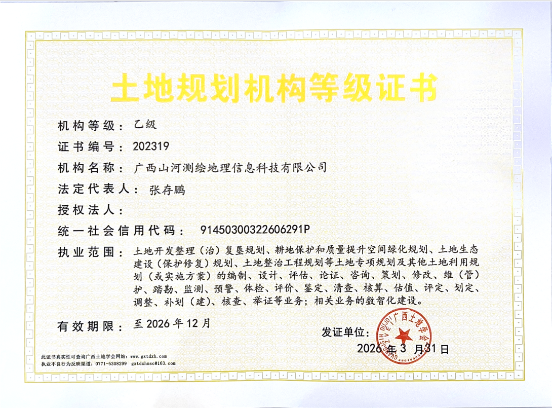土地规划机构等级证书.png